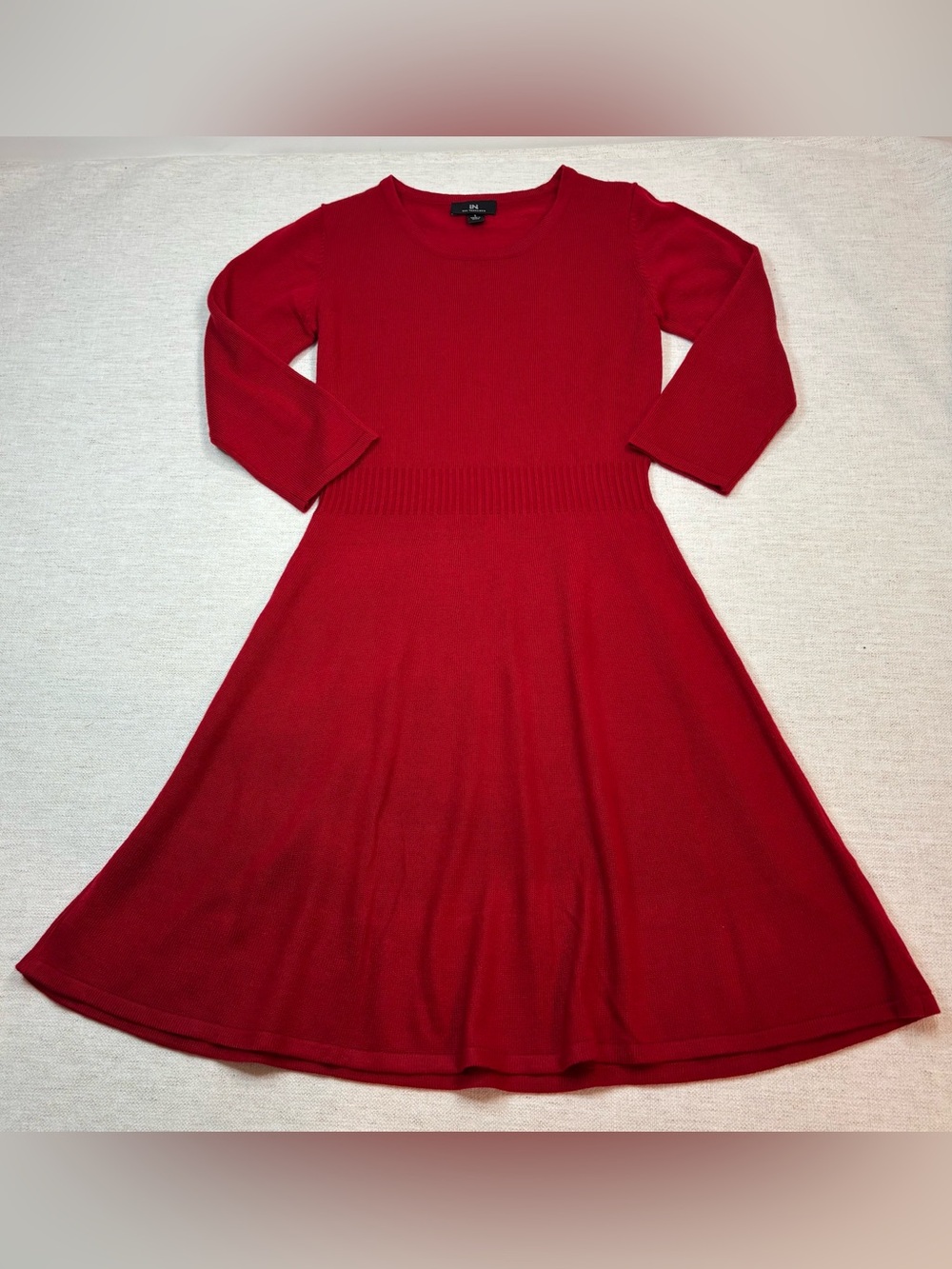 I.N San Francisco Junior Size S long sleeve fit flare sweater dress in red